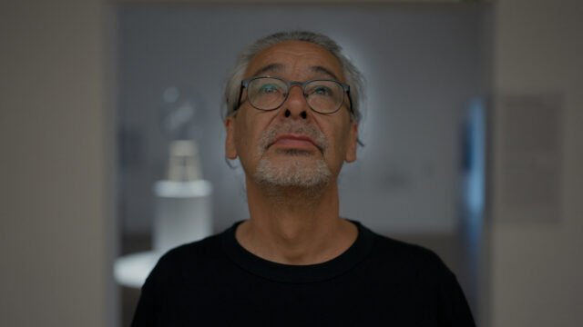 Cree filmmaker Neil Diamond at the Centre Pompidou in Paris, home of the famous Mur Breton
