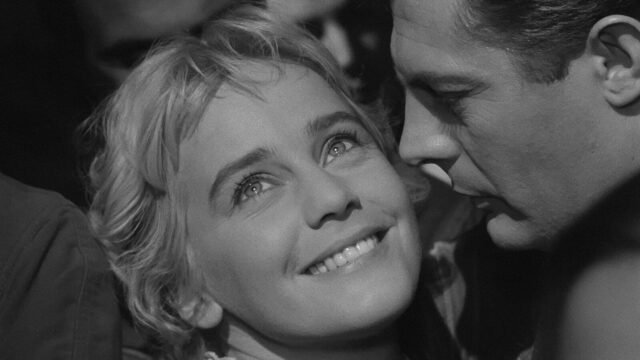 Maria Schell and Marcello Mastroianni in a scene from White Nights.
