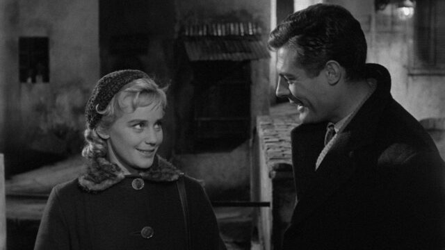 Maria Schell and Marcello Mastroianni in a scene from White Nights.